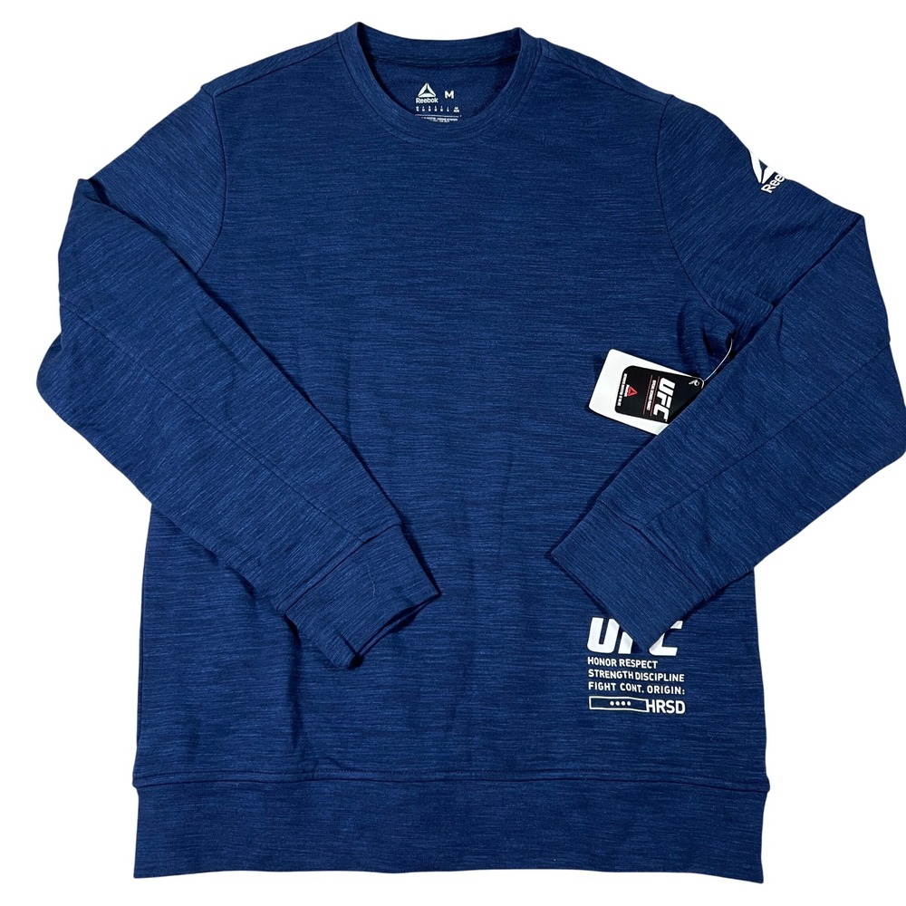 Reebok UFC Fight Grade Crewneck Sweatshirt Mens Medium Navy Blue Heathered NEW
